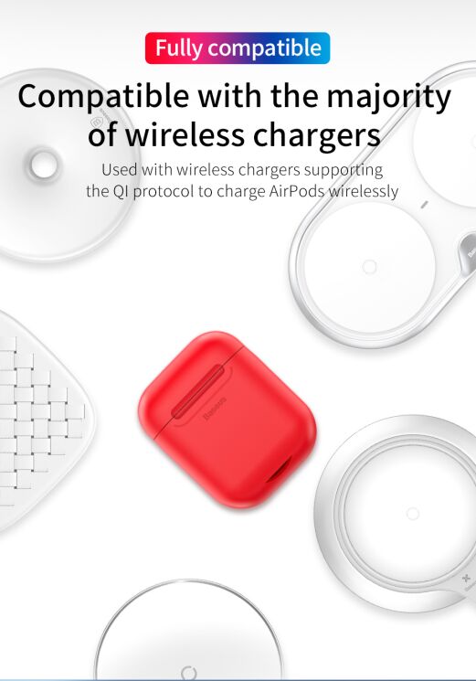 Чехол с функцией беспроводной зарядки BASEUS Silicone Wireless Charger Case Apple AirPods 1 / 2 - Black: фото 12 из 22