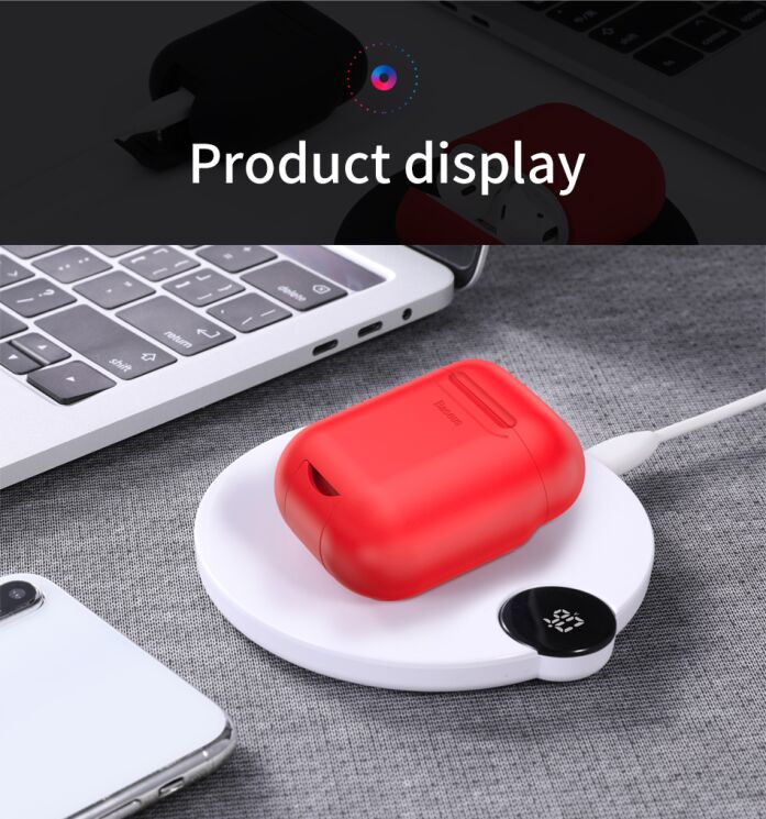 Чехол с функцией беспроводной зарядки BASEUS Silicone Wireless Charger Case Apple AirPods 1 / 2 - Black: фото 20 из 22