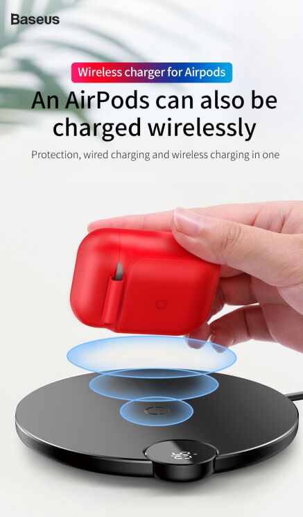 Чехол с функцией беспроводной зарядки BASEUS Silicone Wireless Charger Case Apple AirPods 1 / 2 - Black: фото 9 из 22