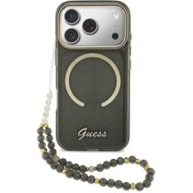 Чехол с ремешком Guess IML Glitters Script Strap MagSafe для iPhone 17 Pro (GUHMP17L5HTGSMSK) - Black: фото 1 из 6