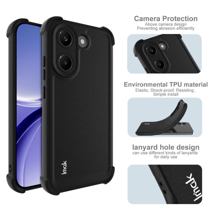 Чехол с усиленными углами IMAK Airbag Sand Case для Xiaomi Poco X8 Pro - Matte Black: фото 6 из 9