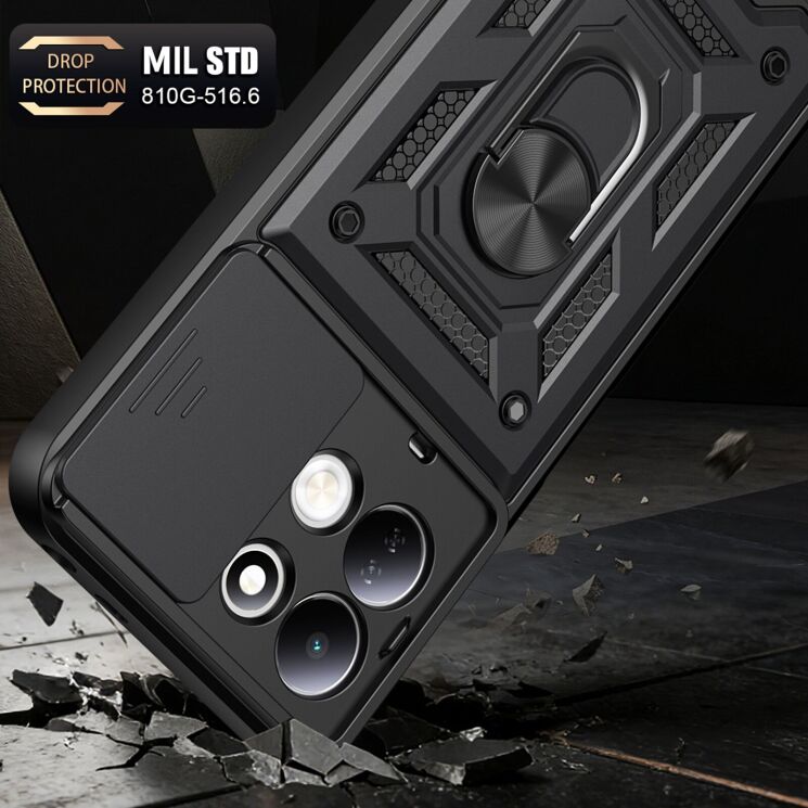 Чохол із захистом камери Deexe Armor Shield для Xiaomi Redmi 17 - Black: фото 3 з 9