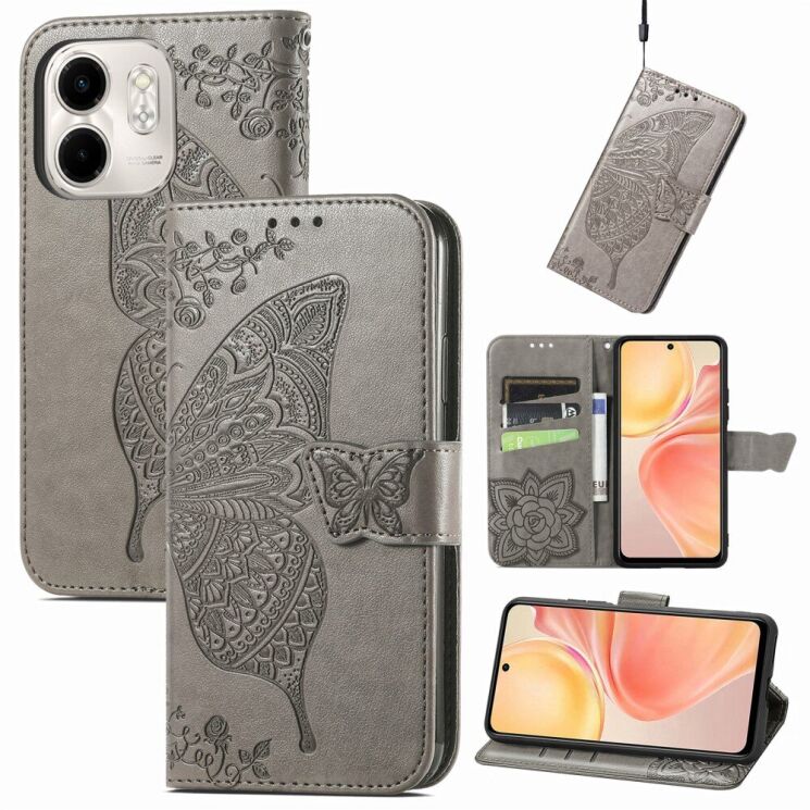 Чохол UniCase Butterfly Pattern для Infinix Smart 9 (X6532) - Grey: фото 4 з 6