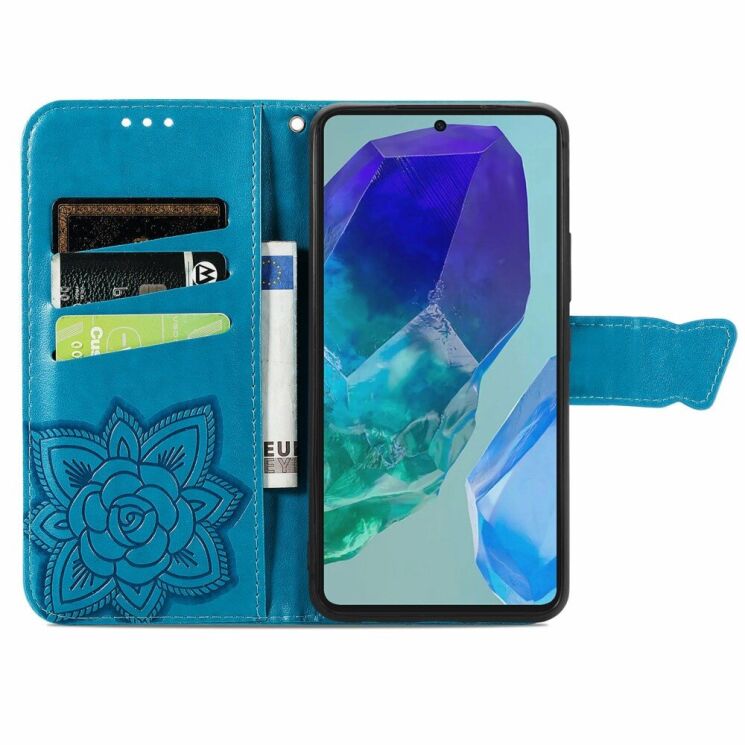 Чехол UniCase Butterfly Pattern для Motorola Moto G55 - Blue: фото 2 из 7