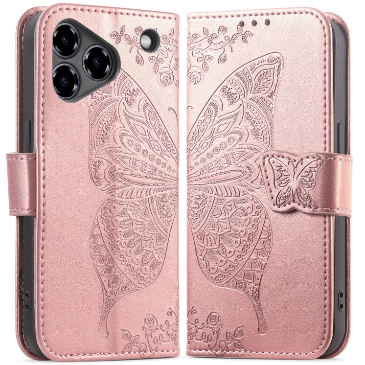 Чехол UniCase Butterfly Pattern для ZTE Blade A76 - Rose Gold: фото 1 из 10