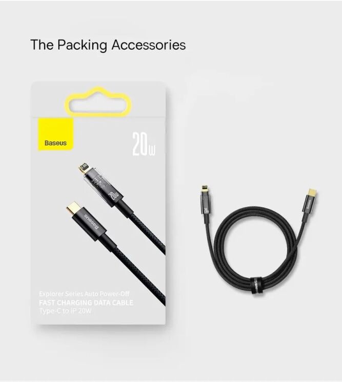 Кабель Baseus Explorer Series Type-C to Lightning (20W, 2m) CATS000101 - Black: фото 20 з 21