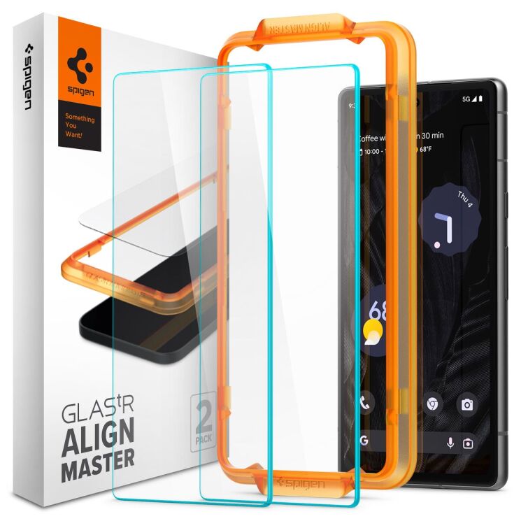 Комплект защитных стекол Spigen (SGP) GLAS.tR AlignMaster для Google Pixel 7a + ГЕЛЬ: фото 1 из 13