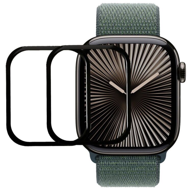 Комплект захисних плівок Deexe Protector Film для Apple Watch 10 42 mm - Black: фото 1 з 6
