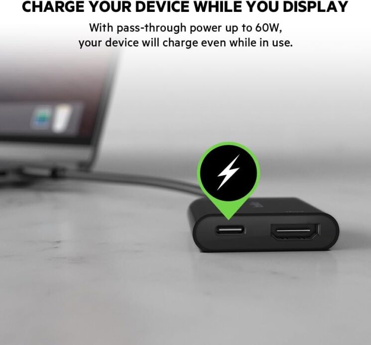 Перехідник Belkin Type-C to HDMI + Type-C (60W) AVC002BTBK - Black: фото 5 з 5