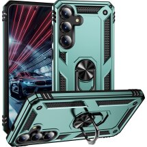 Противоударный чехол с подставкой Deexe Armor Case для Samsung Galaxy S26 FE - Blackish Green: фото 1 из 7