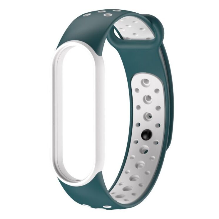 Ремешок Deexe Color Style для Xiaomi Mi Band 5 / Mi Band 6 / Mi Band 7 - Dark Green / White: фото 1 из 1