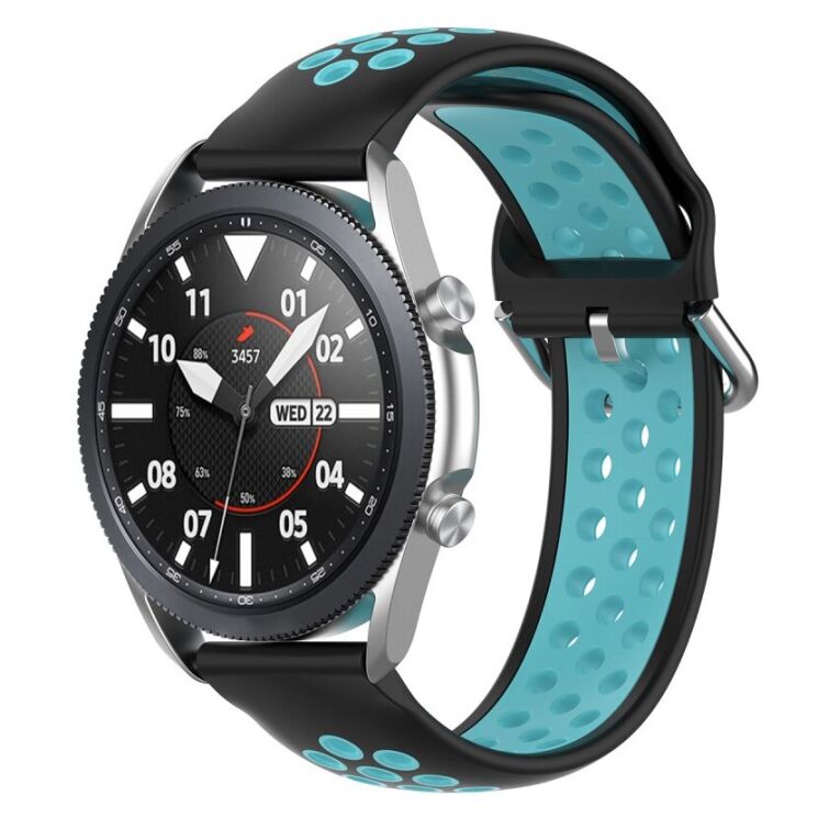 Ремешок Deexe Dual Color для Samsung Galaxy Watch 3 (45mm) - Black / Blue: фото 5 из 5