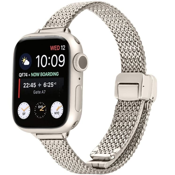 Ремінець Deexe Milanese Band для Apple Watch 46 / 45 / 44 / SE 44 / 42 (Series 1-3) / Ultra / Ultra 2 - Starlight: фото 2 з 6