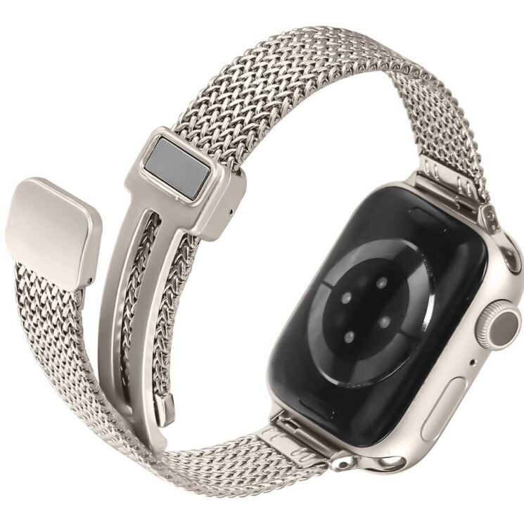 Ремінець Deexe Milanese Band для Apple Watch 46 / 45 / 44 / SE 44 / 42 (Series 1-3) / Ultra / Ultra 2 - Starlight: фото 3 з 6