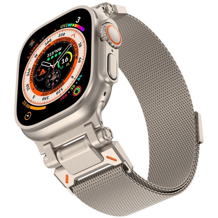 Ремінець Deexe Milanese Design для Apple Watch 46 / 45 / 44 / SE 44 / 42 (Series 1-3) / Ultra / Ultra 2 / Ultra 3 - Titanium: фото 8 з 8