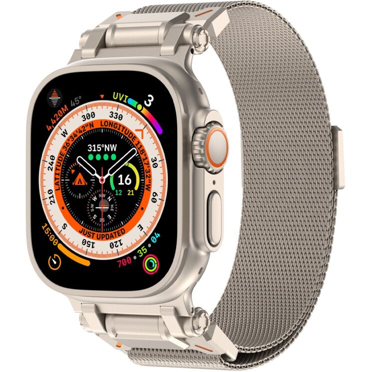 Ремінець Deexe Milanese Design для Apple Watch 46 / 45 / 44 / SE 44 / 42 (Series 1-3) / Ultra / Ultra 2 / Ultra 3 - Titanium: фото 4 з 8