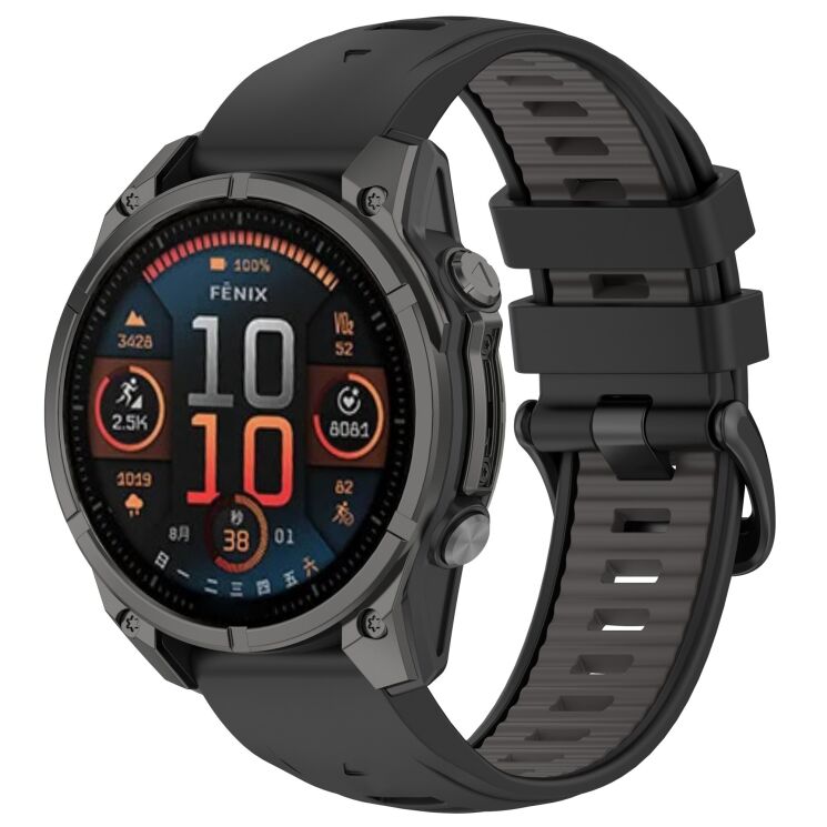 Ремешок Deexe Modern Strap для часов Garmin с шириной крепления QuickFit 20mm - Black / Grey: фото 4 из 7
