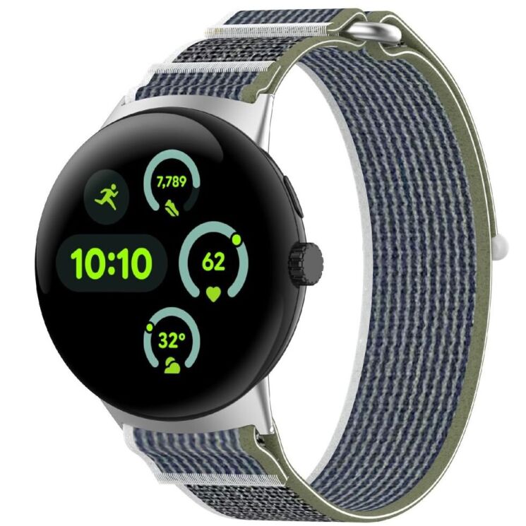 Ремешок Deexe Nylon Strap для Google Pixel Watch 3 (45mm) - Green / Grey: фото 2 из 6