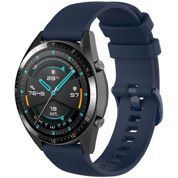 Ремешок Deexe Silicone Watchband для Huawei Watch GT 3 (46mm) - Navy Blue: фото 2 из 8