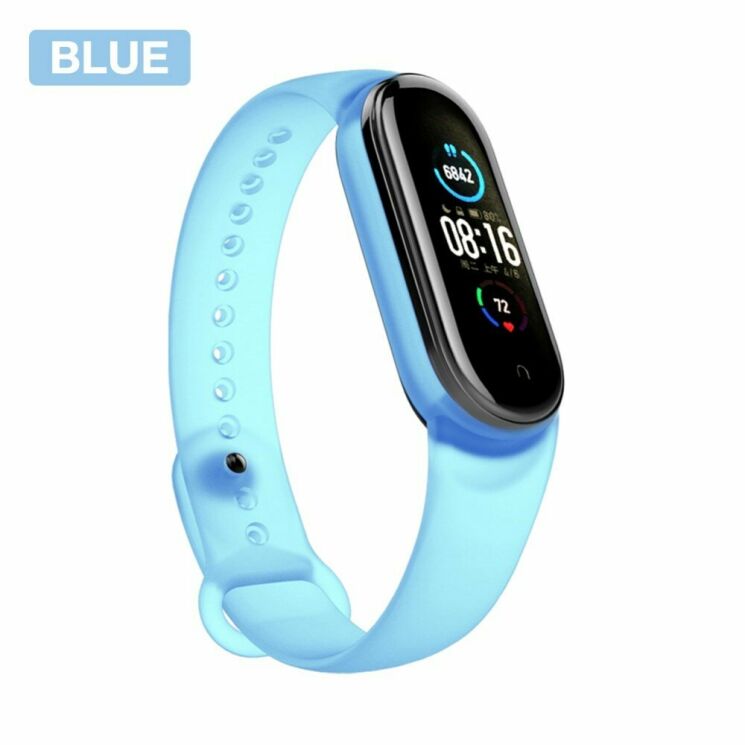 Ремешок Deexe Silicone Wrist для Xiaomi Mi Band 5 / Mi Band 6 / Mi Band 7 - Blue: фото 1 из 11