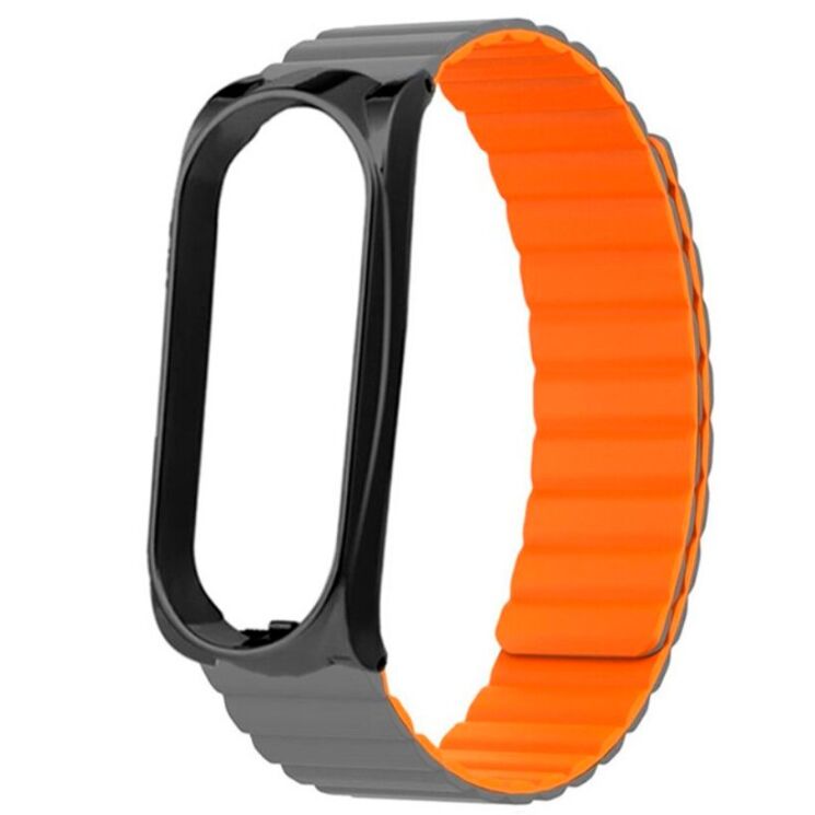 Ремінець Deexe Soft Chain для Xiaomi Mi Band 5 / Mi Band 6 / Mi Band 7 - Grey / Orange: фото 1 з 4