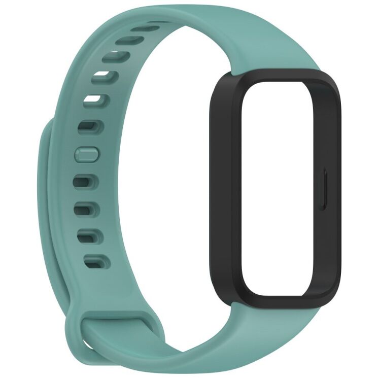 Ремешок Deexe Soft Touch для Xiaomi Mi Smart Band 9 Active / Redmi Band 3 - Black / Green: фото 4 из 12