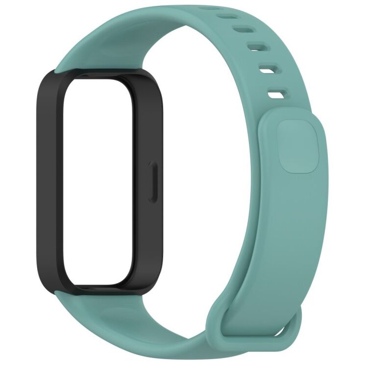 Ремешок Deexe Soft Touch для Xiaomi Mi Smart Band 9 Active / Redmi Band 3 - Black / Green: фото 3 из 12