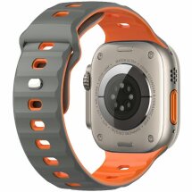 Ремінець Deexe Sport Design для Apple Watch 46 / 45 / 44 / SE 44 / 42 (Series 1-3) / Ultra / Ultra 2 / Ultra 3 - Grey / Orange: фото 1 з 9