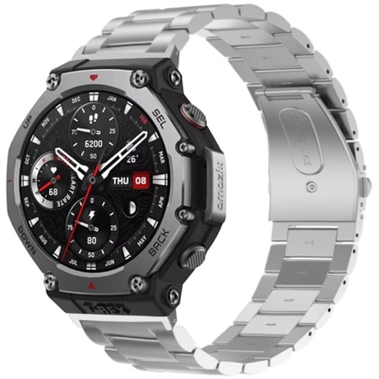 Ремінець Deexe Stainless Steel для Xiaomi Amazfit T-ReX 3 - Silver: фото 3 з 3