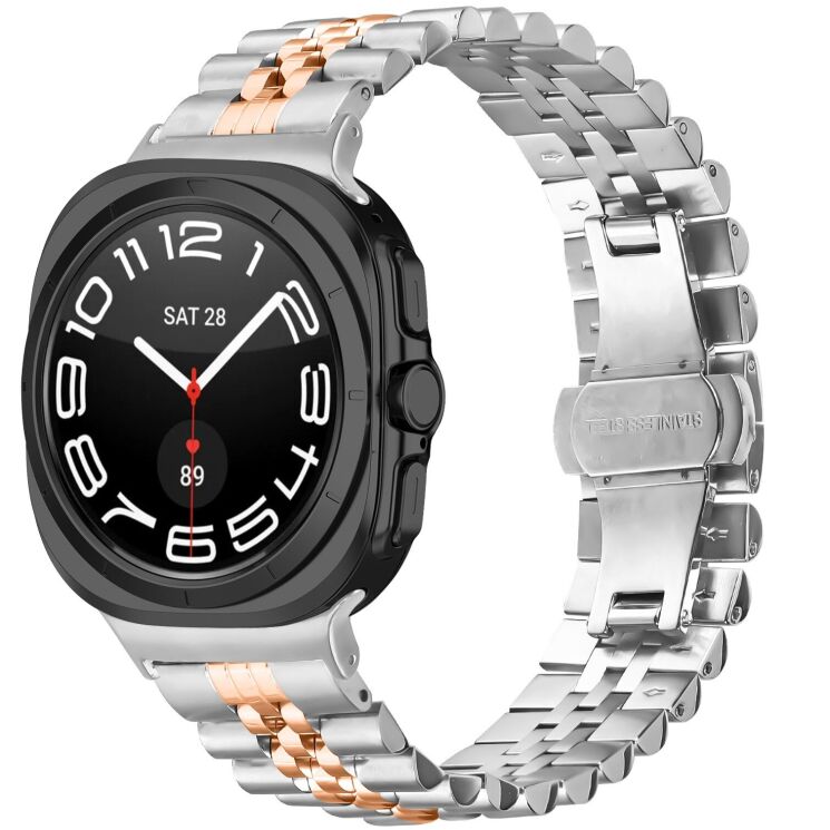 Ремешок Deexe Stainless Steel QuickFit для Samsung Galaxy Watch 8 (40/44mm) / 8 Classic / Ultra (2025) - Silver / Rose Gold: фото 3 из 7