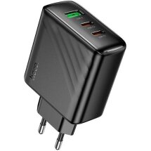 Мережевий зарядний пристрій Hoco CS26A PD45W (USB + 2Type-C) - Black: фото 1 з 9