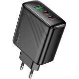 Сетевое зарядное устройство Hoco CS26A PD45W (USB + 2Type-C) - Black: фото 1 из 9