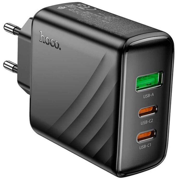 Мережевий зарядний пристрій Hoco CS26A PD45W (USB + 2Type-C) - Black: фото 5 з 9