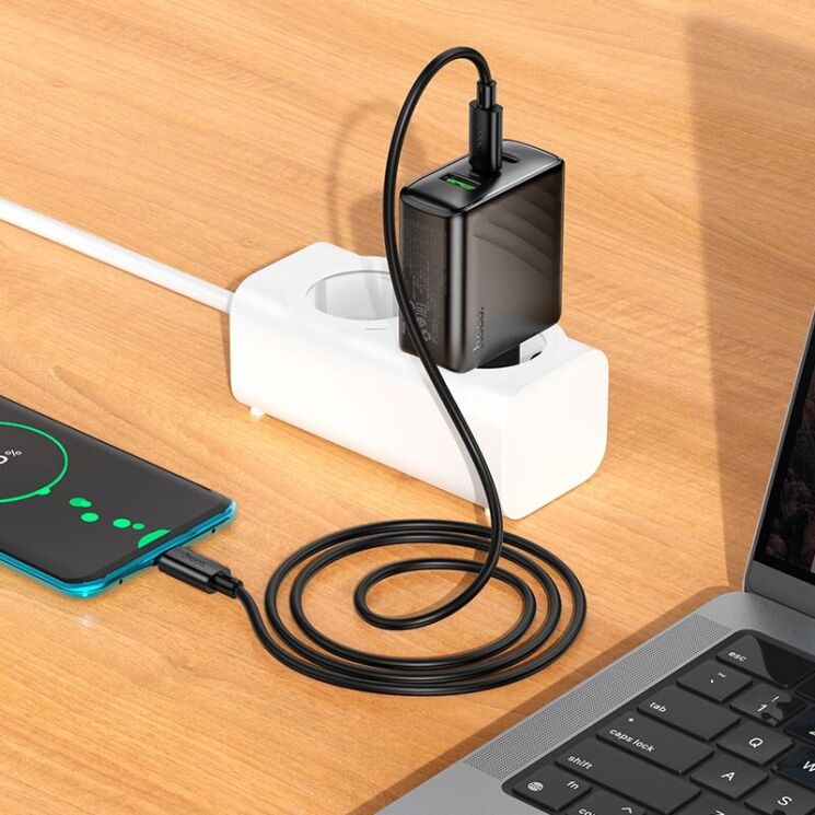 Мережевий зарядний пристрій Hoco CS26A PD45W (USB + 2Type-C) - Black: фото 8 з 9