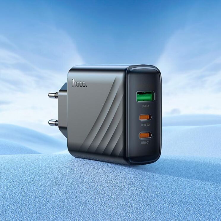 Мережевий зарядний пристрій Hoco CS26A PD45W (USB + 2Type-C) - Black: фото 9 з 9