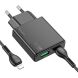 Сетевое зарядное устройство Hoco N38 (20W) + кабель Type-C to Lightning - Black (346129B). Фото 4 из 9
