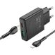 Сетевое зарядное устройство Hoco N38 (20W) + кабель Type-C to Lightning - Black (346129B). Фото 3 из 9