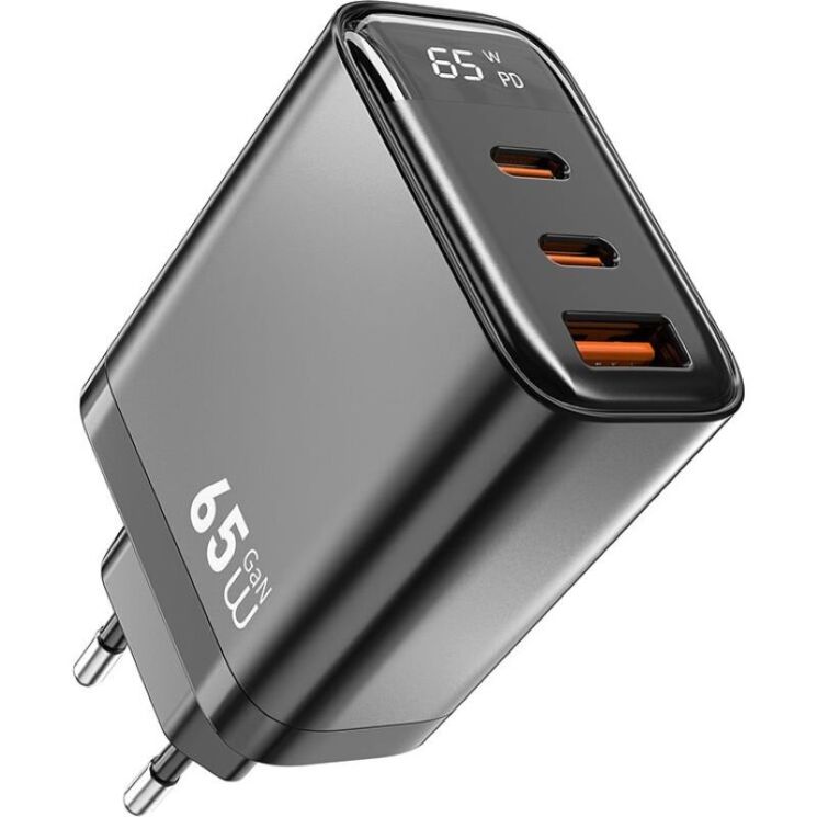 Сетевое зарядное устройство WIWU Wi-G012 Gan 65W (1U+2C) - Black: фото 1 из 2