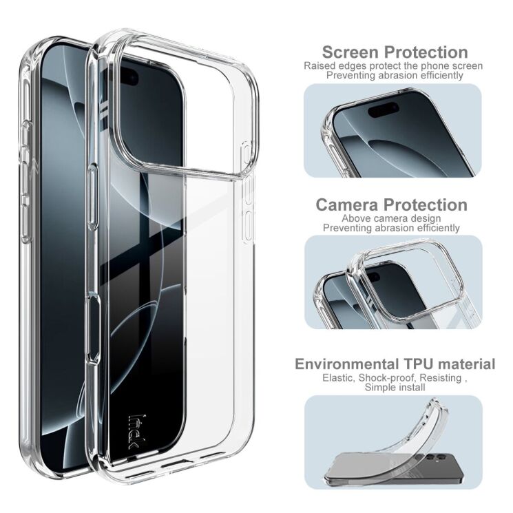 Силиконовый чехол IMAK UX-10 Series для Apple iPhone 17 Pro - Transparent: фото 5 из 7