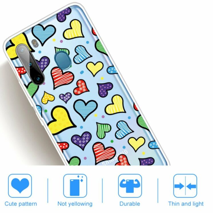 Силіконовий (TPU) чохол Deexe Pretty Glossy для Samsung Galaxy A21 (A215) - Colorized Hearts: фото 4 з 4