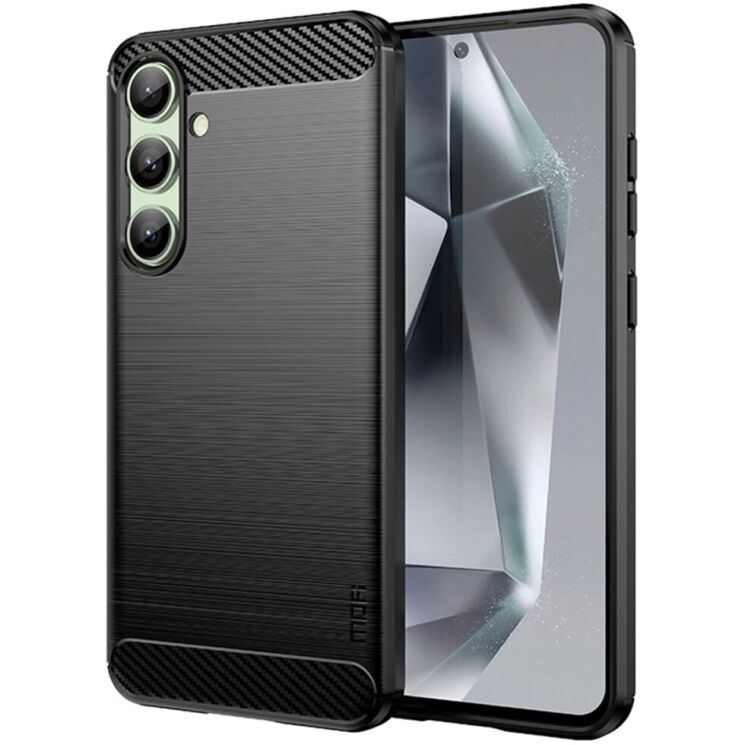 Силиконовый (TPU) чехол MOFI Carbon Fiber для Samsung Galaxy S24 FE (S721) - Black: фото 1 из 10