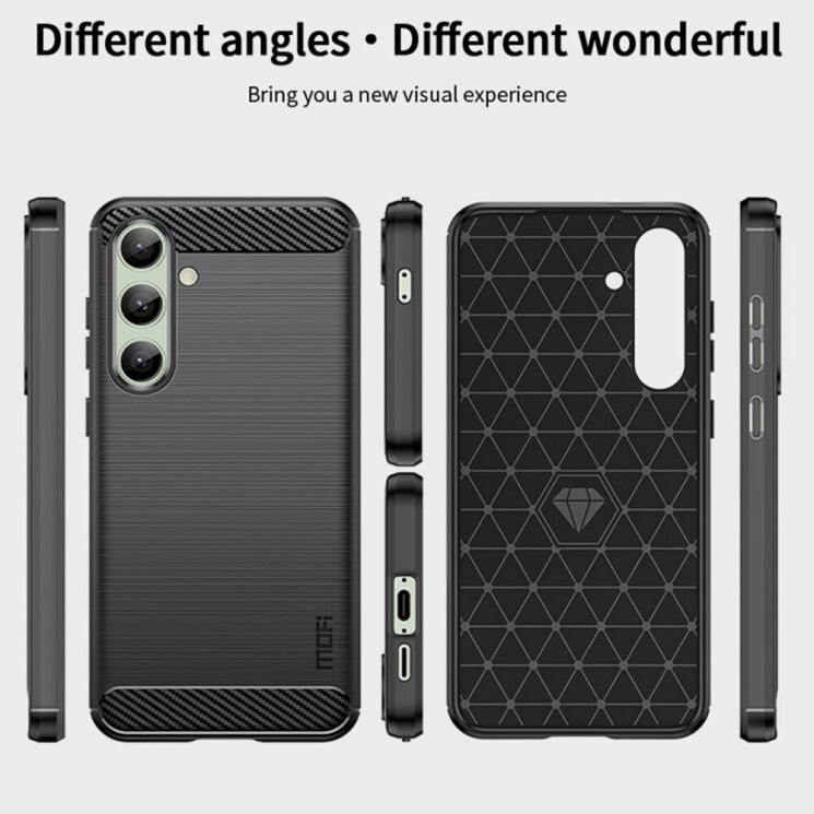Силиконовый (TPU) чехол MOFI Carbon Fiber для Samsung Galaxy S24 FE (S721) - Black: фото 9 из 10