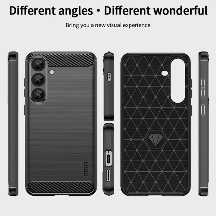 Силиконовый (TPU) чехол MOFI Carbon Fiber для Samsung Galaxy S25 Plus (S936) - Black: фото 8 из 9