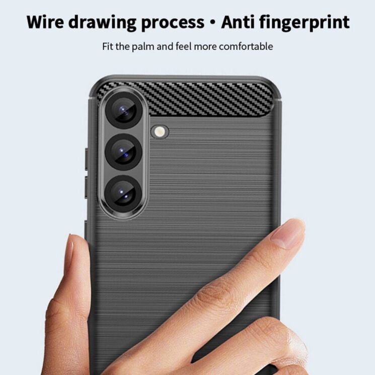 Силиконовый (TPU) чехол MOFI Carbon Fiber для Samsung Galaxy S25 Plus (S936) - Black: фото 6 из 9