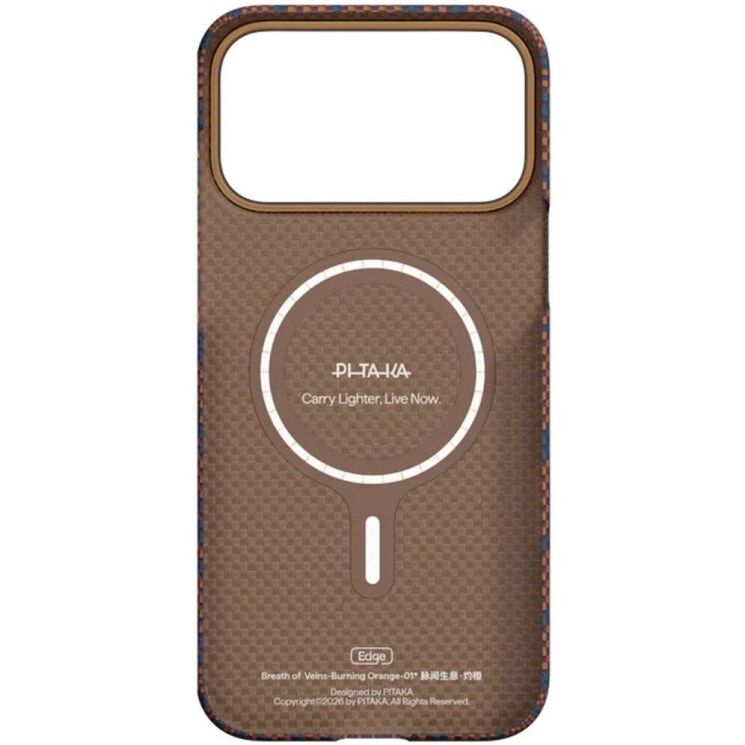 Ультратонкий чехол Pitaka Edge Case Breath of Veins для iPhone 17 Pro Max (BV1701PM) - Burning Orange: фото 3 из 13