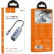 USB HUB Hoco HB1C 4 in 1 Type-C to 4USB 3.0 (0.2m) - Metal Grey (896472H). Фото 7 з 9