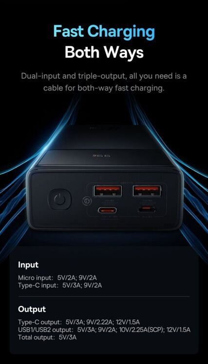 Зовнішній акумулятор Baseus Star-Lord Digital Display 22.5W (30000mAh) PPXJ080101 - Black: фото 19 з 29