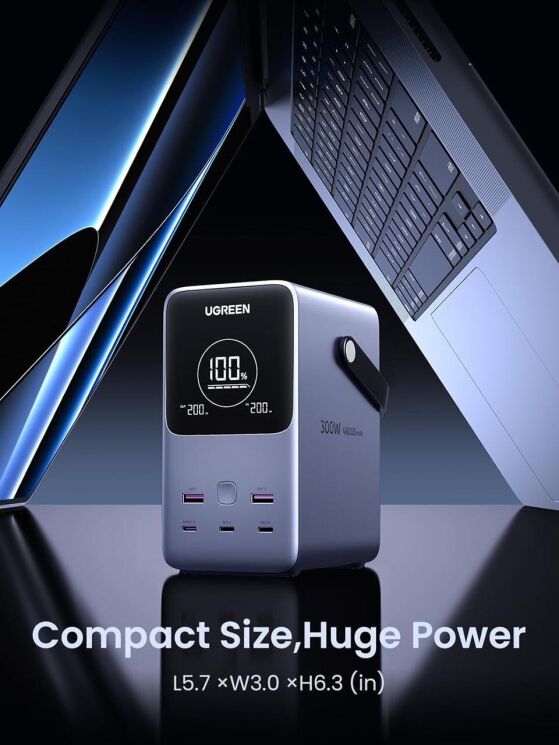 Внешний аккумулятор UGREEN PB770 QC+PD 300W (48000mAh) - Grey: фото 10 из 11