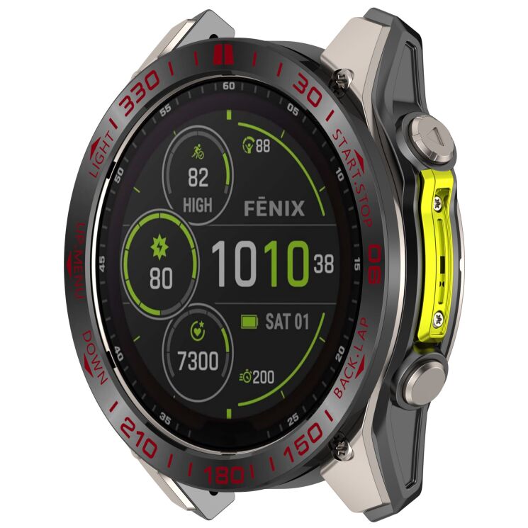 Захисна накладка Deexe Bezel Guard для Garmin Quatix 8 (51mm) - Black / Red: фото 2 з 6