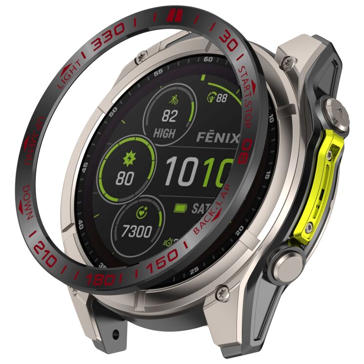 Захисна накладка Deexe Bezel Guard для Garmin Quatix 8 (51mm) - Black / Red: фото 1 з 6